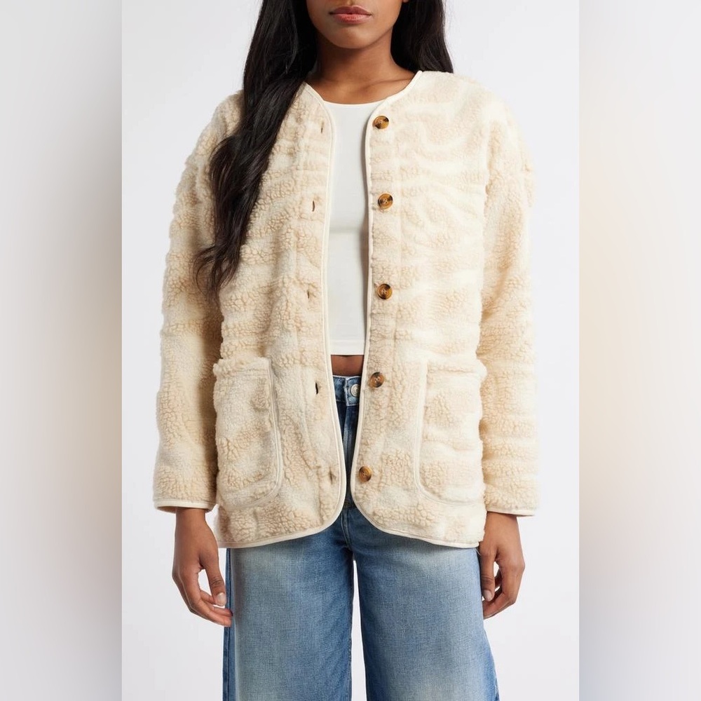 Billabong Women's Beige Fireside Cozy Jacket